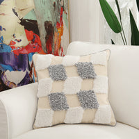 HKM-297299 Floral Cotton Velvet Embroidered Pillow with Tassels - 45x45 cm