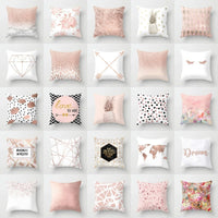 HKM-297555 Geometric Marble Plush Throw Pillow Cover - European Style 45x45 cm