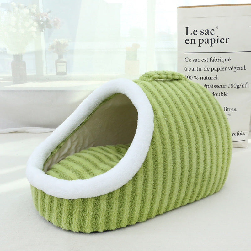 HKM-297555 Thickened Three-dimensional Cat Nest Macaron Double-piece Autumn And Winter Warm A Facility For Children To Bore Kennel