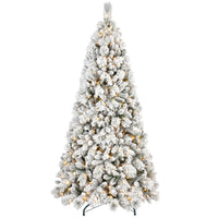HKM-297619 Flocked PVC Christmas Trees with Warm White LED Lights – Multiple Sizes Available (4ft to 9ft)
