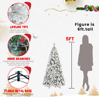 HKM-297619 Flocked PVC Christmas Trees with Warm White LED Lights – Multiple Sizes Available (4ft to 9ft)