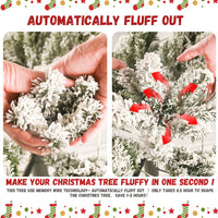 HKM-297619 Flocked PVC Christmas Trees with Warm White LED Lights – Multiple Sizes Available (4ft to 9ft)