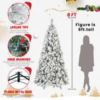HKM-297619 Flocked PVC Christmas Trees with Warm White LED Lights – Multiple Sizes Available (4ft to 9ft)