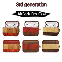 HKM-297683 Solid Wood Charging Case Cover for Apple AirPods Pro/3rd Gen with Magnetic Closure and Scratch Protection