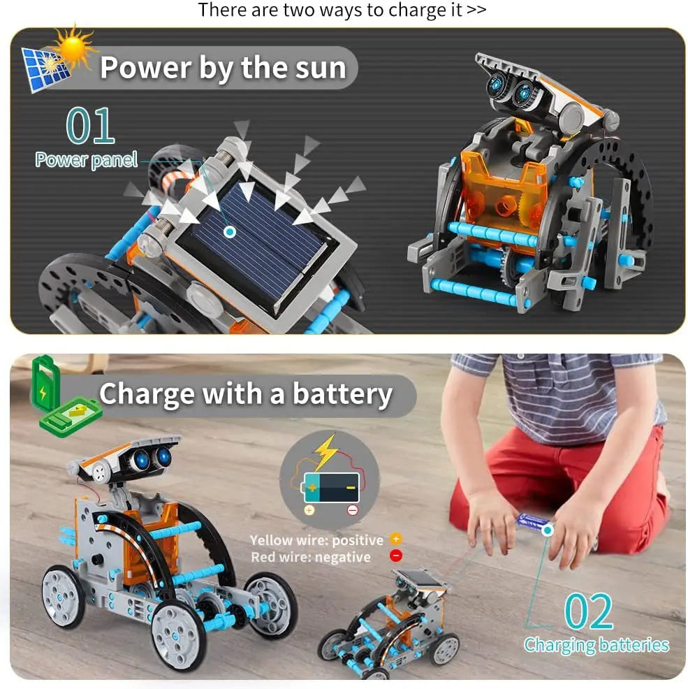 HKM-298003 12 in 1 Solar Powered Robot Kit - Educational DIY Science Toy for Kids and Students