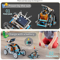 HKM-298003 12 in 1 Solar Powered Robot Kit - Educational DIY Science Toy for Kids and Students