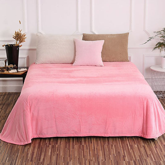 HKM-298003 Coral Solid Color Flannel Quilt - 230cm x 250cm, Polyester Fabric