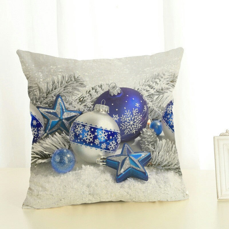 HKM-298067 Linen Christmas Pattern Pillowcase - 45x45cm, Holiday Decor for Home