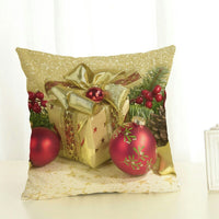 HKM-298067 Linen Christmas Pattern Pillowcase - 45x45cm, Holiday Decor for Home