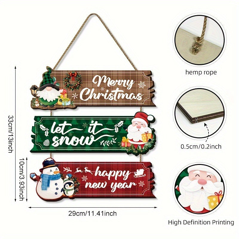 HKM-298131 Wooden Santa Claus, Snowman, and Reindeer Ornaments for Christmas Decorations