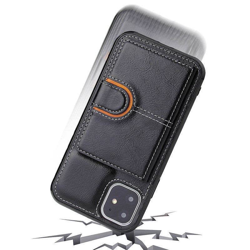 HKM-298259 Premium Anti-Fall Mobile Phone Case with Card Holder - Plastic & TPU Back Cover