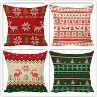 HKM-298323 Minimalist Christmas Print Linen Sofa Pillow Covers - 45x45cm (Set of 4)