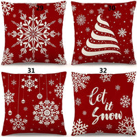 HKM-298323 Minimalist Christmas Print Linen Sofa Pillow Covers - 45x45cm (Set of 4)