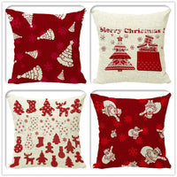 HKM-298323 Minimalist Christmas Print Linen Sofa Pillow Covers - 45x45cm (Set of 4)