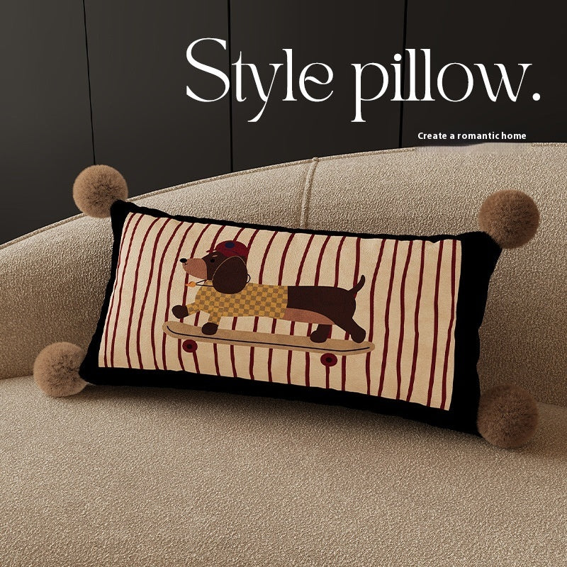 HKM-298451 Cartoon Sausage Dog Cushion - Cute Animal Design, Soft Velvet, Various Sizes