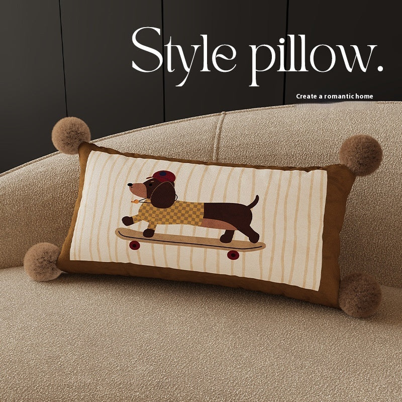HKM-298451 Cartoon Sausage Dog Cushion - Cute Animal Design, Soft Velvet, Various Sizes
