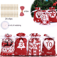 HKM-298451 Multicolor Christmas Advent Calendar Gift Bag Set with Drawstring and Accessories