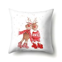 HKM-298707 Customizable Christmas Pillowcase with Digital Print Design - 45cm x 45cm, White Polyester Backing
