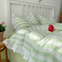 HKM-299155 Cotton Double-Layer Gauze Quilt Cover Set with Lace Weaving in Multiple Colors