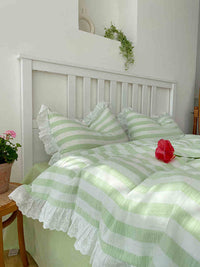 HKM-299155 Cotton Double-Layer Gauze Quilt Cover Set with Lace Weaving in Multiple Colors
