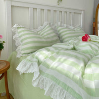HKM-299155 Cotton Double-Layer Gauze Quilt Cover Set with Lace Weaving in Multiple Colors