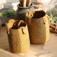 HKM-299155 Hand Woven Seagrass Basket for Fruits, Vegetables, and Storage