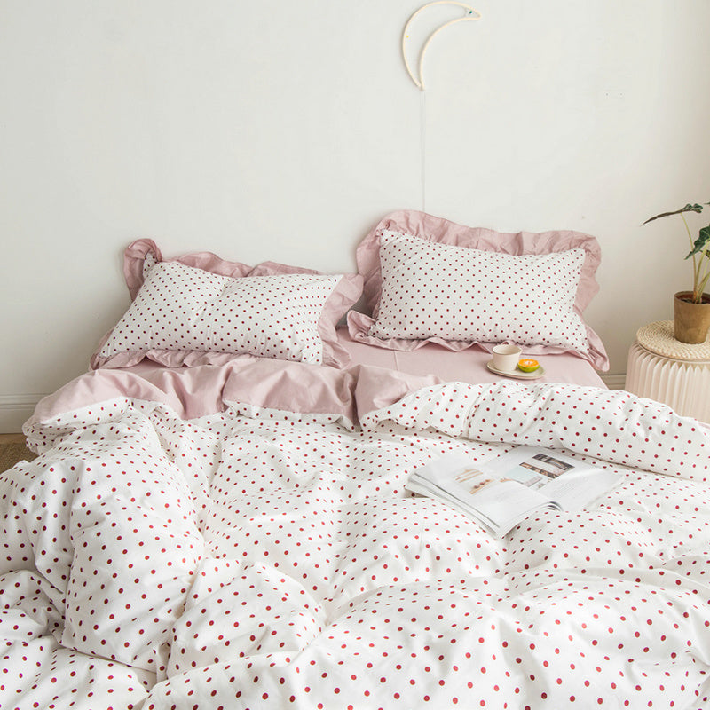 HKM-299155 Korean Heart Shape Quilt Cover Set - 4-Piece Bedding in Customizable Colors