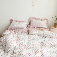 HKM-299155 Korean Heart Shape Quilt Cover Set - 4-Piece Bedding in Customizable Colors