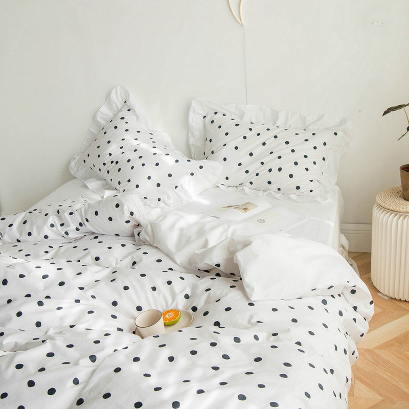 HKM-299155 Korean Heart Shape Quilt Cover Set - 4-Piece Bedding in Customizable Colors