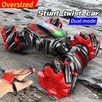 HKM-299155 Remote Control Twist Car with Gesture Induction, Lights, and Music - 2.4GHz Dual Remote Stunt Car for Outdoor Fun