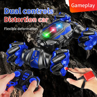 HKM-299155 Remote Control Twist Car with Gesture Induction, Lights, and Music - 2.4GHz Dual Remote Stunt Car for Outdoor Fun