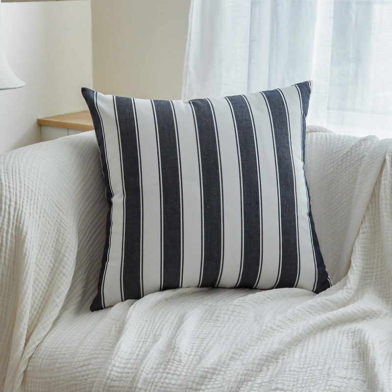HKM-299283 Black and White Checkered Polyester Cotton Pillowcase for Sofa and Bedroom Use