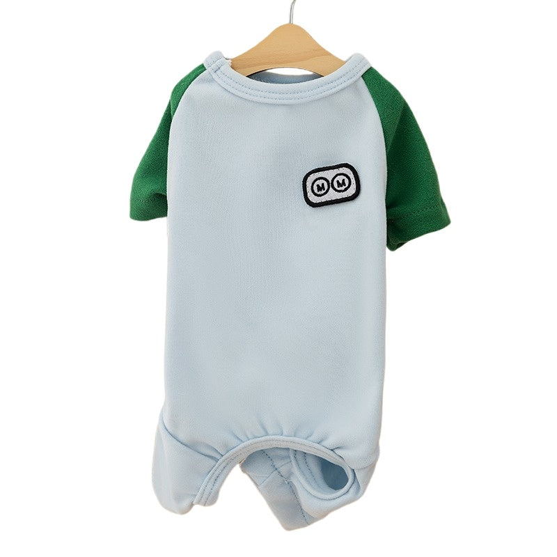 HKM-299475 Cozy Soft Fleece Cartoon Patch Jumpsuit for Small Dogs and Cats