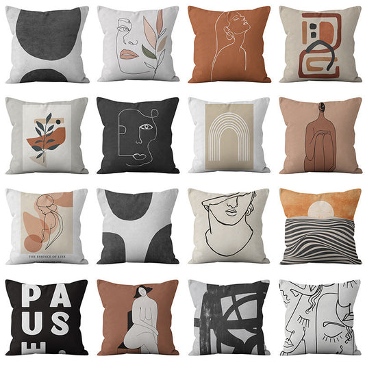 HKM-299539 Abstract Geometric Nordic Minimalist Plush Pillowcase 45x45cm