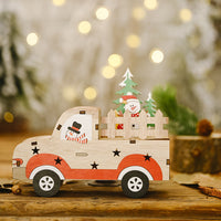 HKM-299603 Creative Wooden Christmas Car Decorations - Snowman, Bear, and Elderly Designs - 13cm x 15cm