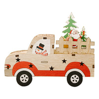 HKM-299603 Creative Wooden Christmas Car Decorations - Snowman, Bear, and Elderly Designs - 13cm x 15cm