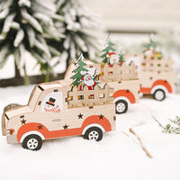 HKM-299603 Creative Wooden Christmas Car Decorations - Snowman, Bear, and Elderly Designs - 13cm x 15cm