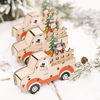 HKM-299603 Creative Wooden Christmas Car Decorations - Snowman, Bear, and Elderly Designs - 13cm x 15cm