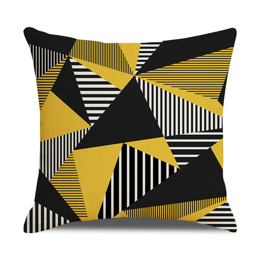 HKM-299859 Geometric Abstraction Polyester Hemp Throw Pillow Cover - 45x45cm