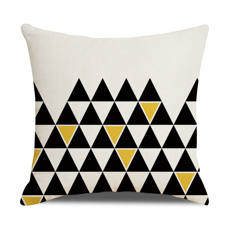 HKM-299859 Geometric Abstraction Polyester Hemp Throw Pillow Cover - 45x45cm