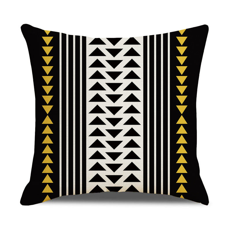 HKM-299859 Geometric Abstraction Polyester Hemp Throw Pillow Cover - 45x45cm