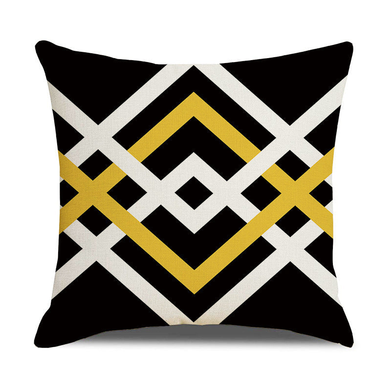 HKM-299859 Geometric Abstraction Polyester Hemp Throw Pillow Cover - 45x45cm
