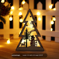 HKM-299923 Luminous Wooden Christmas Ornaments - Santa Claus, Snowman & Deer with Lights