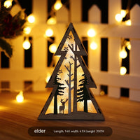 HKM-299923 Luminous Wooden Christmas Ornaments - Santa Claus, Snowman & Deer with Lights