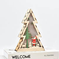 HKM-299923 Luminous Wooden Christmas Ornaments - Santa Claus, Snowman & Deer with Lights