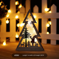 HKM-299923 Luminous Wooden Christmas Ornaments - Santa Claus, Snowman & Deer with Lights