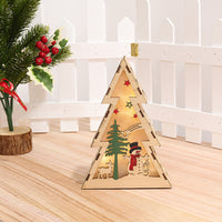 HKM-299923 Luminous Wooden Christmas Ornaments - Santa Claus, Snowman & Deer with Lights