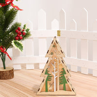 HKM-299923 Luminous Wooden Christmas Ornaments - Santa Claus, Snowman & Deer with Lights