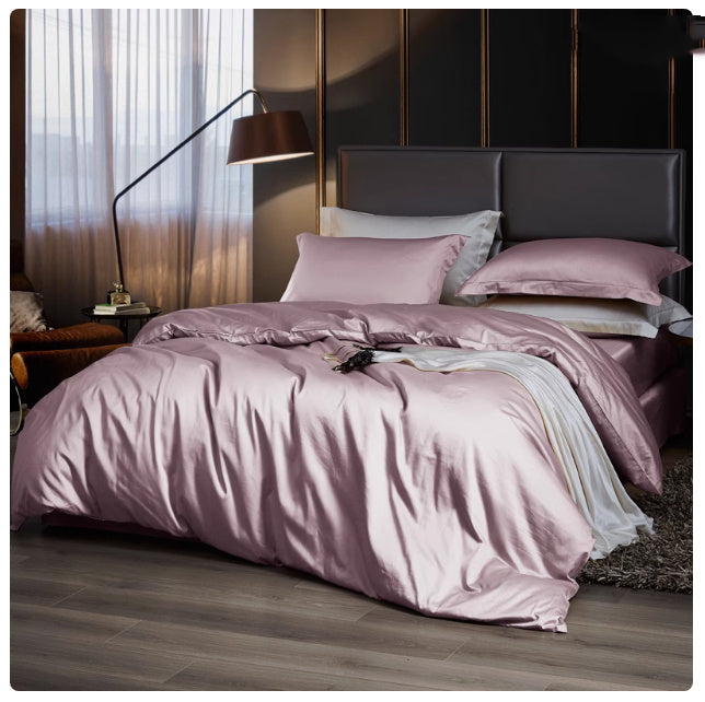 HKM-300115 Pure Cotton Long-staple Cotton Solid Color Bedding Set - 4 Pieces for Beds 1.5-2.0m