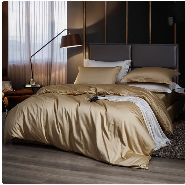 HKM-300115 Pure Cotton Long-staple Cotton Solid Color Bedding Set - 4 Pieces for Beds 1.5-2.0m